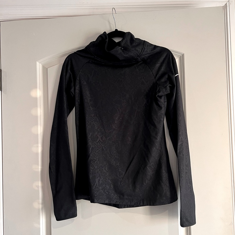Nike Pro HyperWarm Vixen Top Women Black Snake Print Pullover Mock Neck Athletic